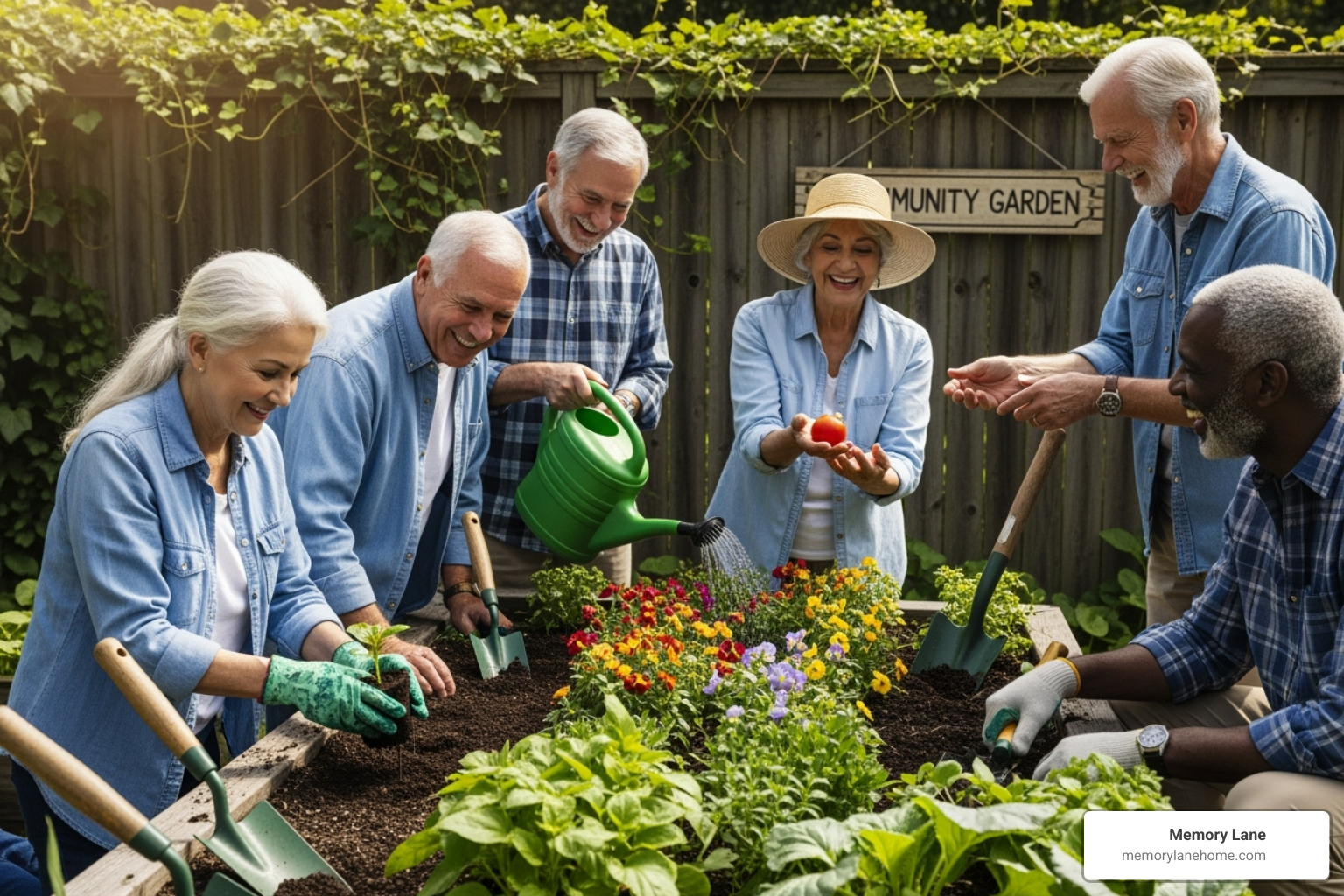 diverse seniors enjoying a group activity like gardening or painting - assisted living Ypsilanti