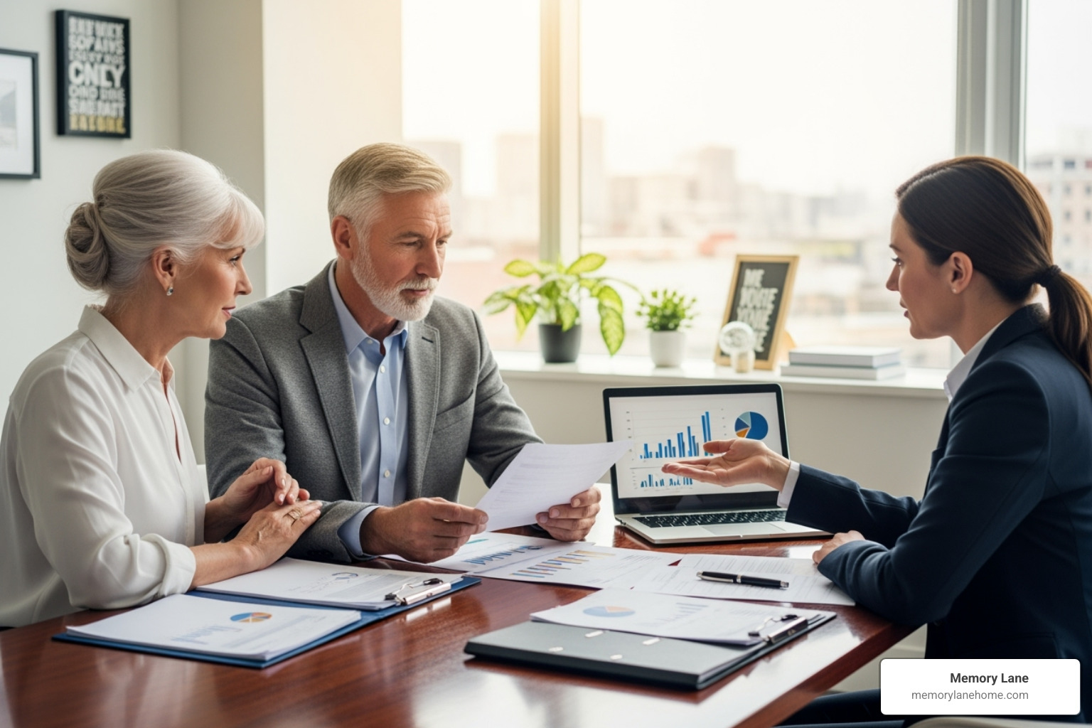 couple reviewing financial documents with an advisor - assisted living facilities in michigan couple reviewing financial documents with an advisor - assisted living facilities in michigan