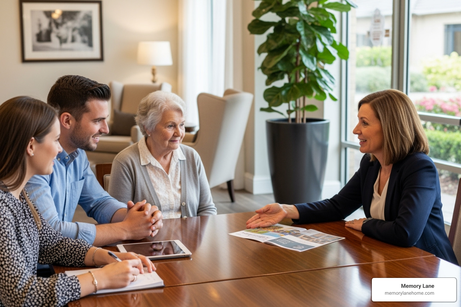 Family talking with a care facility director - Detroit senior care