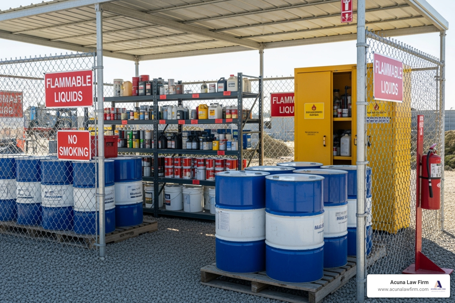 proper storage for flammable materials on a construction site - construction injury