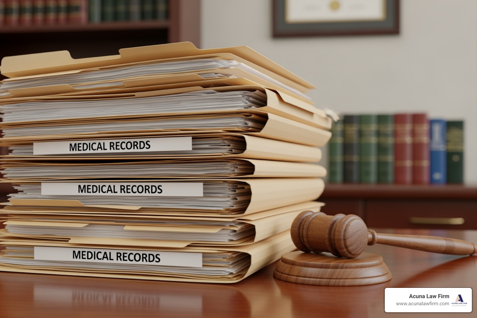 stack of medical records and a gavel - abogados para demandas de hospitales stack of medical records and a gavel - abogados para demandas de hospitales