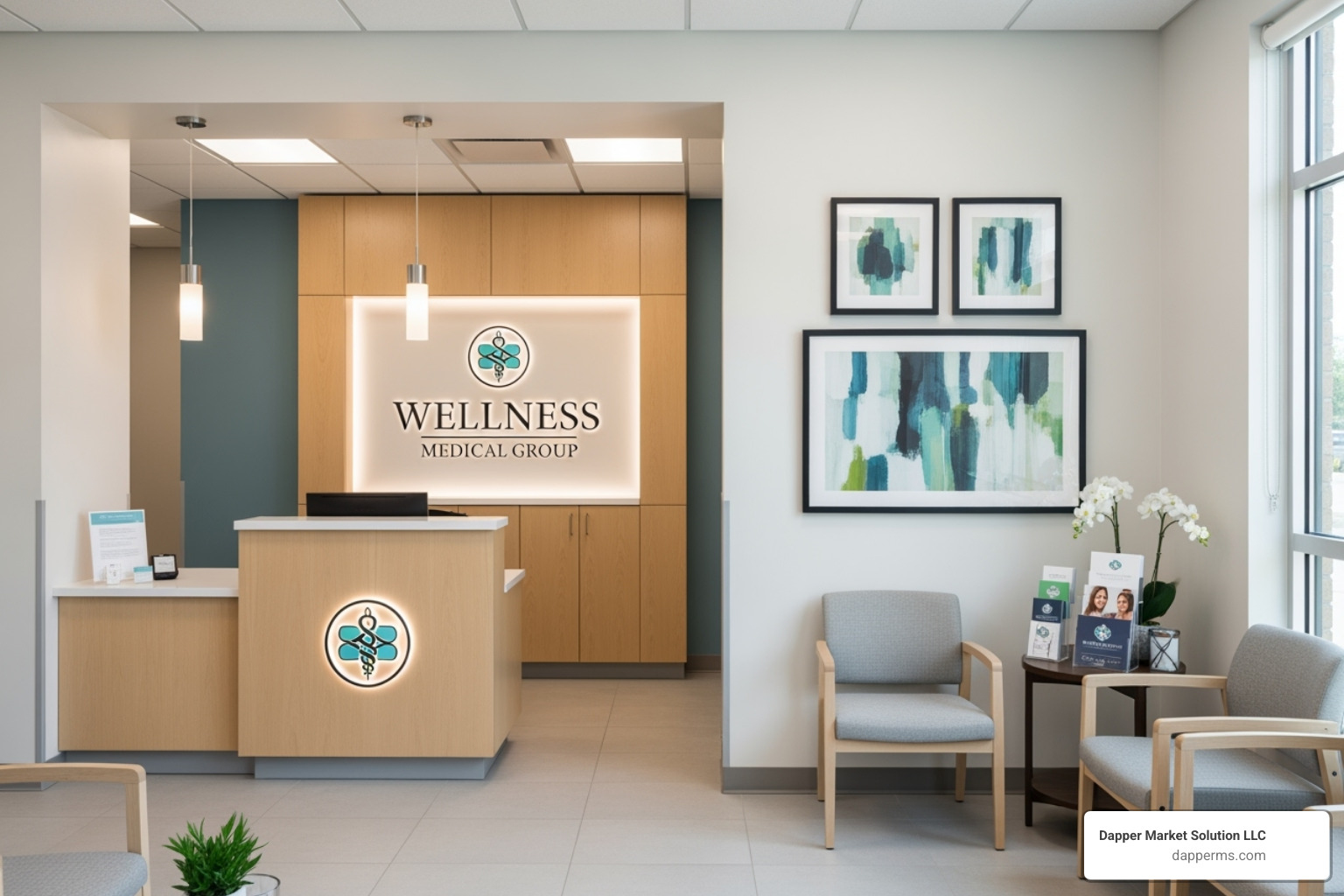 A consistent brand identity across a business card, letterhead, and website homepage, featuring a medical practice logo, specific color palette, and typography. - Branding for medical practices A consistent brand identity across a business card, letterhead, and website homepage, featuring a medical practice logo, specific color palette, and typography. - Branding for medical practices