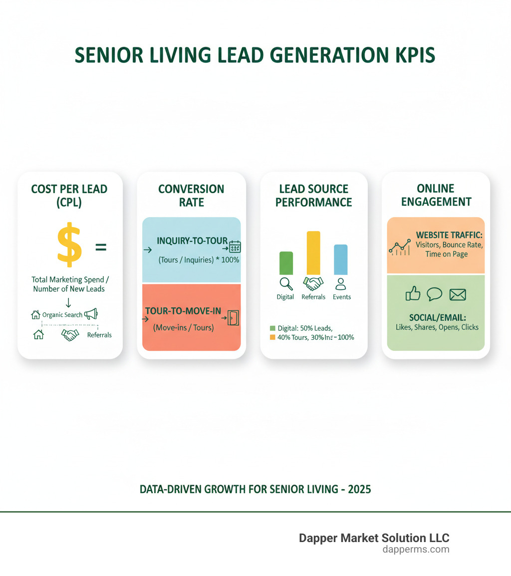 infographic showing how to calculate key lead generation KPIs - senior living leads infographic