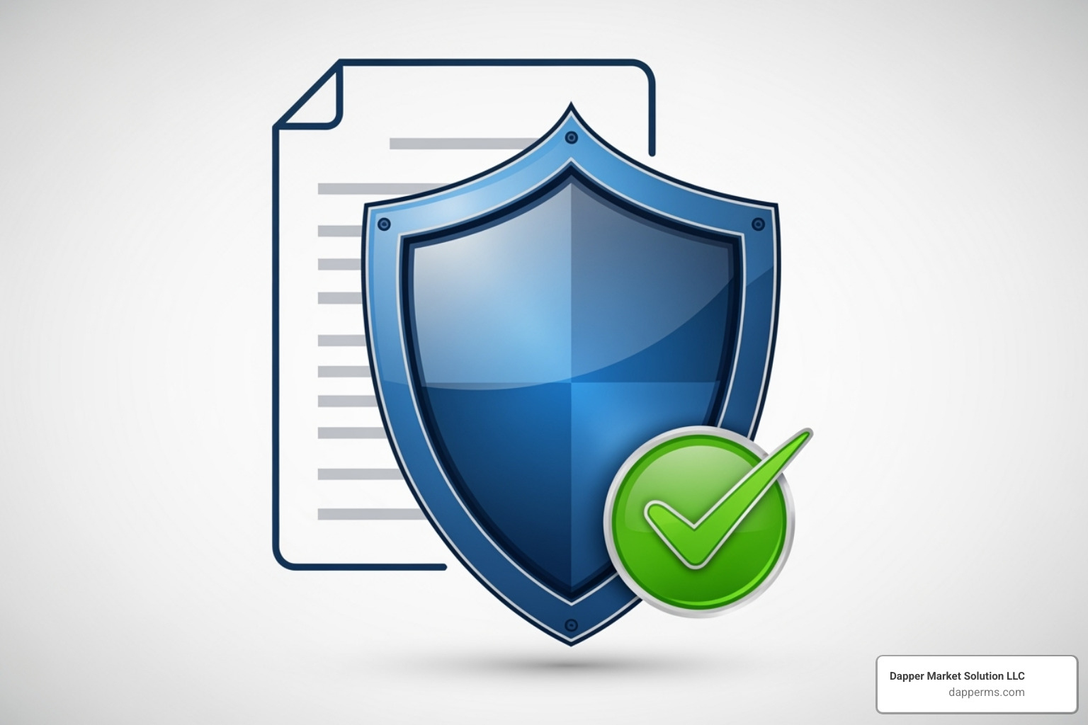 a shield icon with a checkmark over a document - healthcare SEO audit