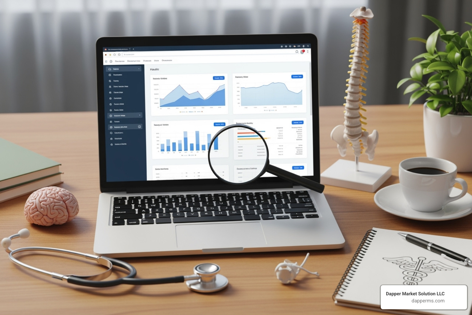 a website's code with green checkmarks - healthcare SEO audit