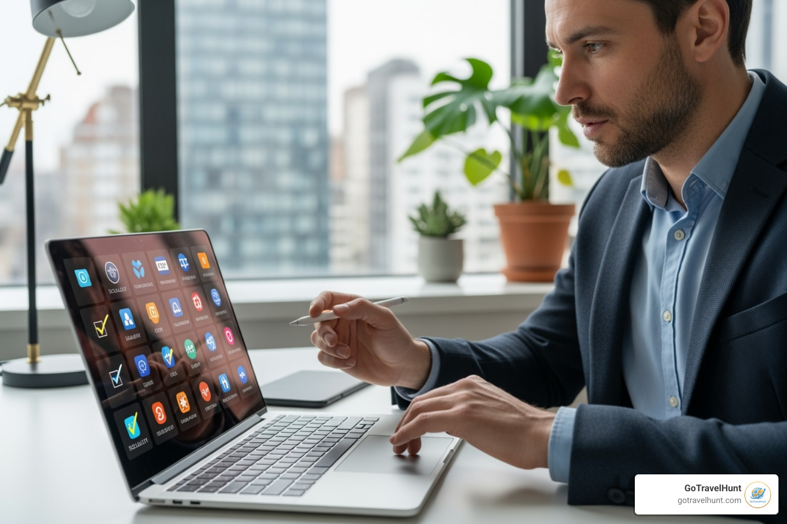 person looking at a checklist for choosing software on a laptop - ai tool for booking automation travel person looking at a checklist for choosing software on a laptop - ai tool for booking automation travel