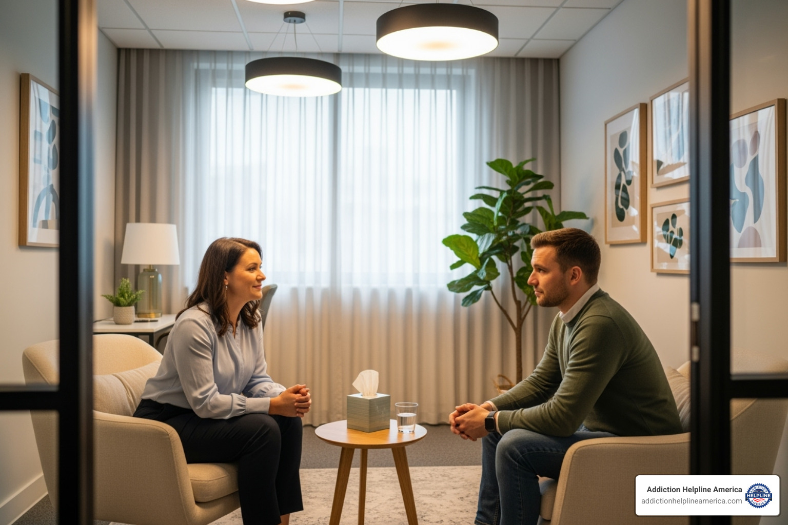 One-on-one therapy session in a calm, professional setting - alcohol rehab arizona