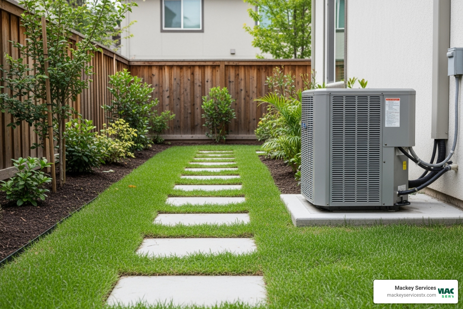 clear and accessible path to an outdoor AC unit - hvac same day service