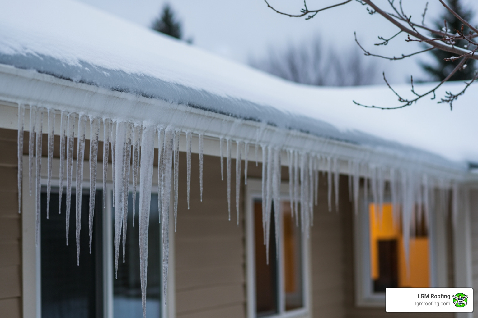 Ice dams forming on a roof edge - roof repair bloomfield Ice dams forming on a roof edge - roof repair bloomfield