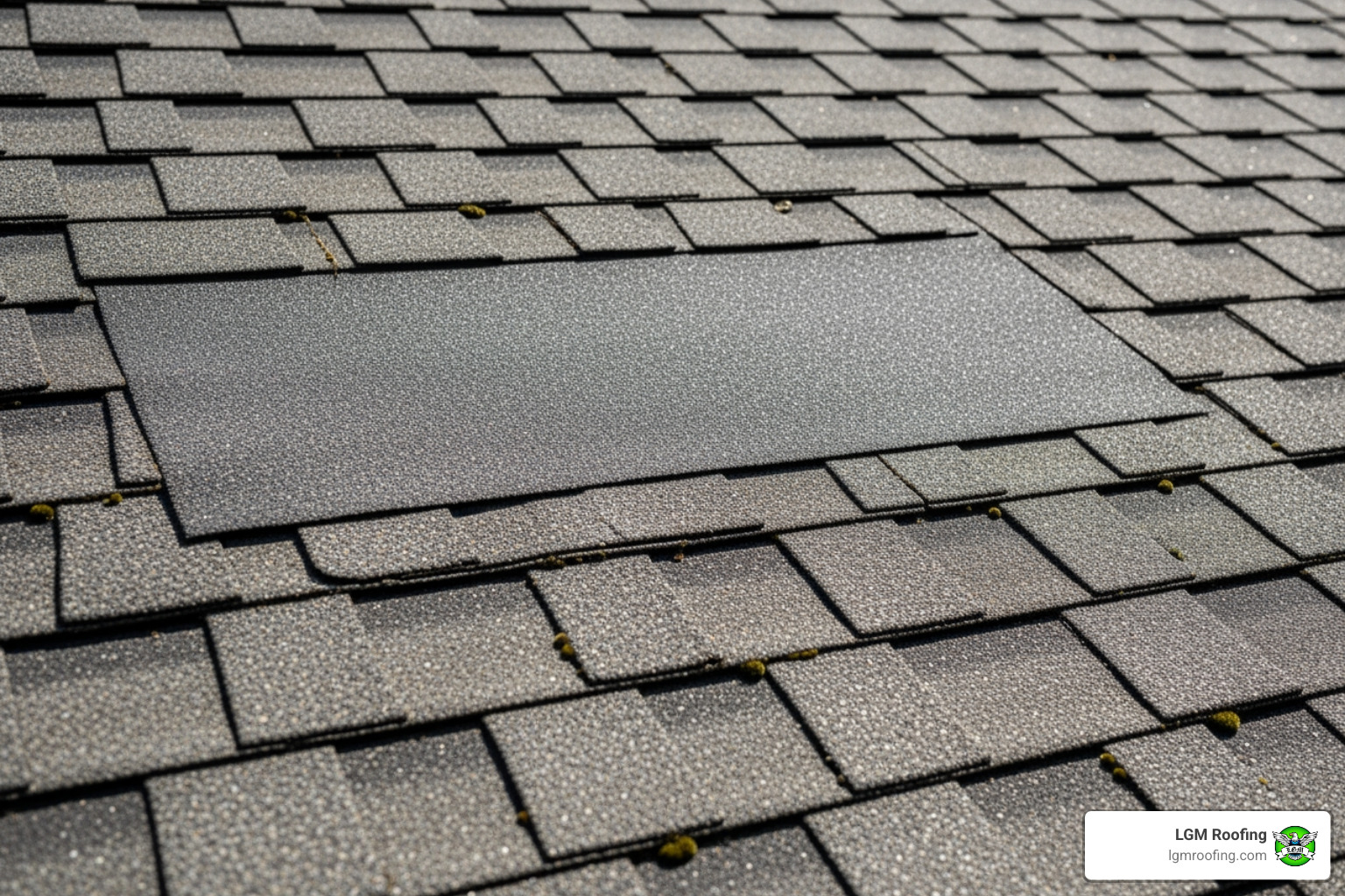 A close-up on a newly repaired roof section showing new asphalt shingles blended with old ones - roof repair cost bloomfield A close-up on a newly repaired roof section showing new asphalt shingles blended with old ones - roof repair cost bloomfield