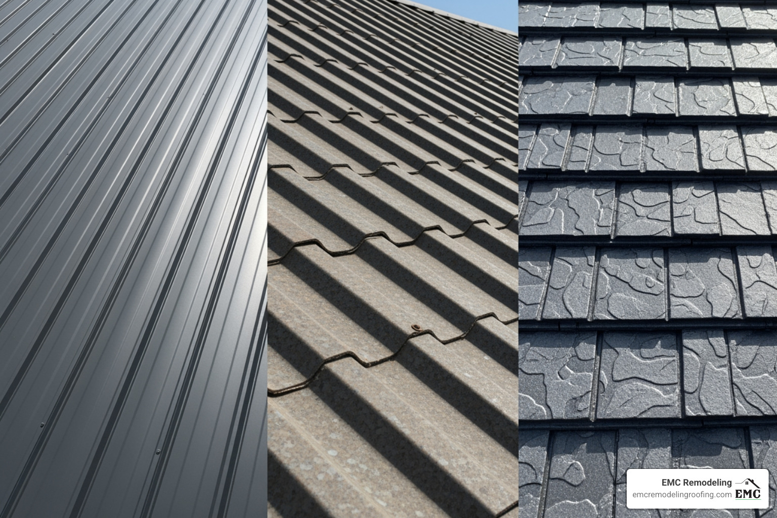 An image showcasing various metal roof styles including classic standing seam with clean lines, corrugated panels for a rustic look, and stamped metal shingles designed to resemble traditional asphalt shingles or tiles. - Cedar Park metal roofing An image showcasing various metal roof styles including classic standing seam with clean lines, corrugated panels for a rustic look, and stamped metal shingles designed to resemble traditional asphalt shingles or tiles. - Cedar Park metal roofing