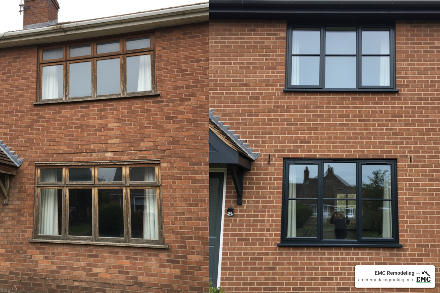 before and after window replacement on a Temple-style brick home - window installation in temple texas before and after window replacement on a Temple-style brick home - window installation in temple texas