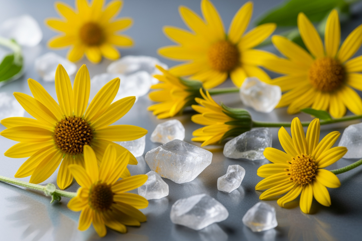 Image of natural ingredients like arnica flowers and menthol crystals - massage cream for body pain