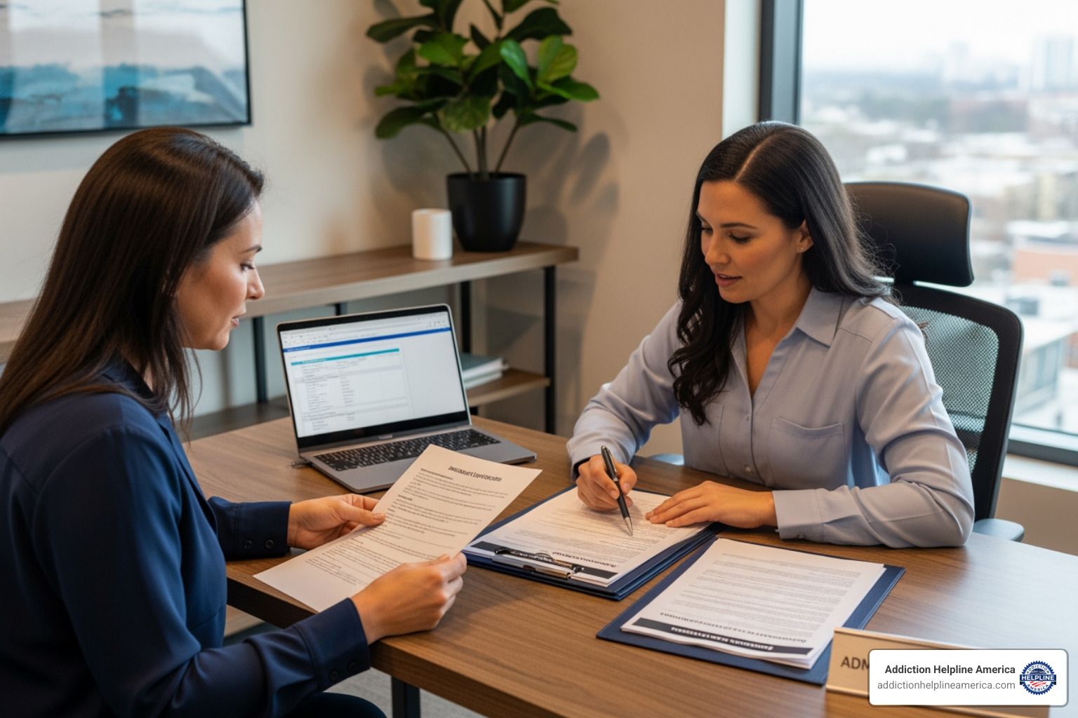 Person reviewing insurance and payment options with an admissions coordinator - rehab in Tulsa Person reviewing insurance and payment options with an admissions coordinator - rehab in Tulsa