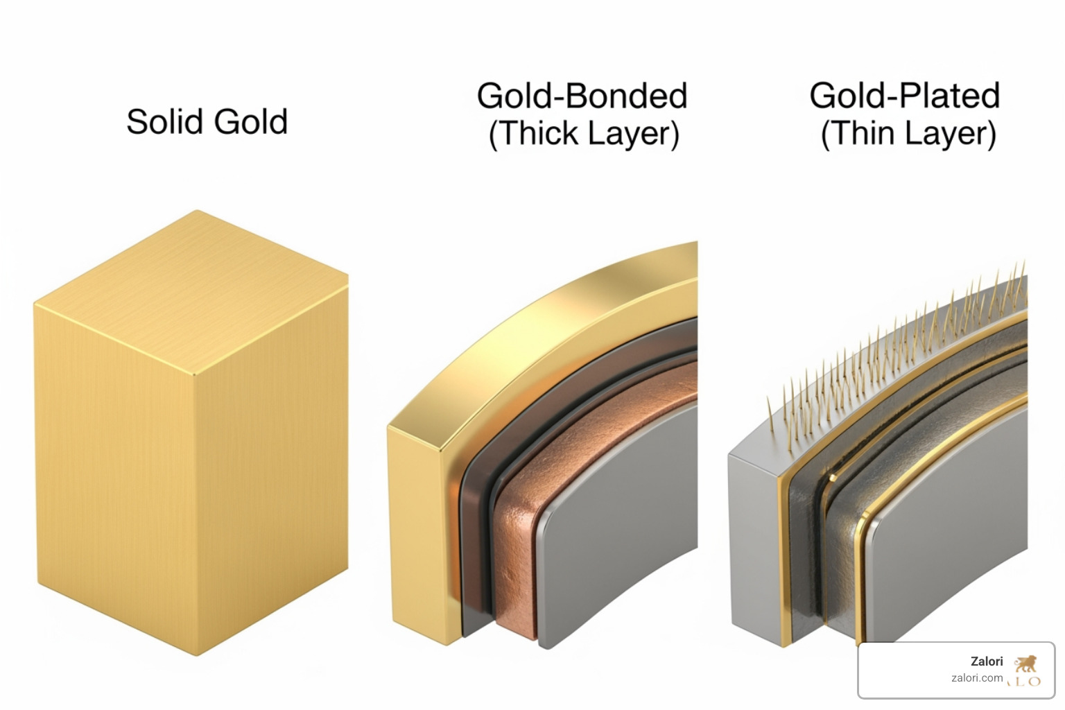 cross-section of solid gold, gold-plated, and gold-filled jewelry - gold hypoallergenic earrings cross-section of solid gold, gold-plated, and gold-filled jewelry - gold hypoallergenic earrings