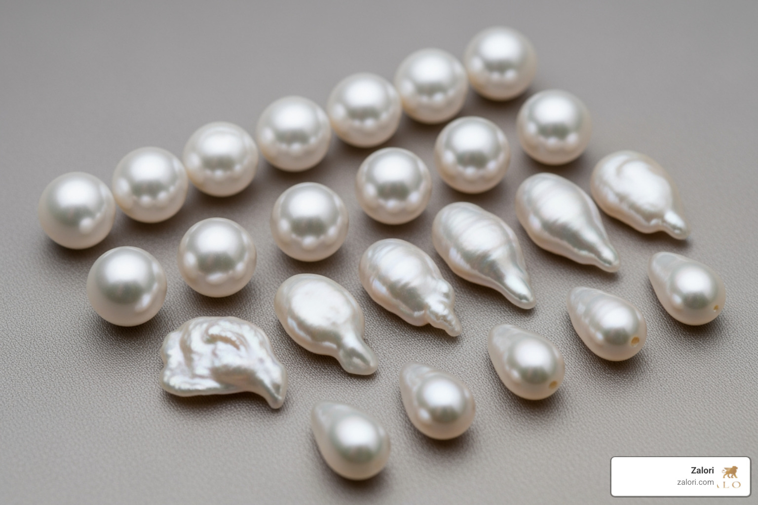 image of different pearl shapes (round, near-round, baroque, drop) - AAA quality pearls image of different pearl shapes (round, near-round, baroque, drop) - AAA quality pearls