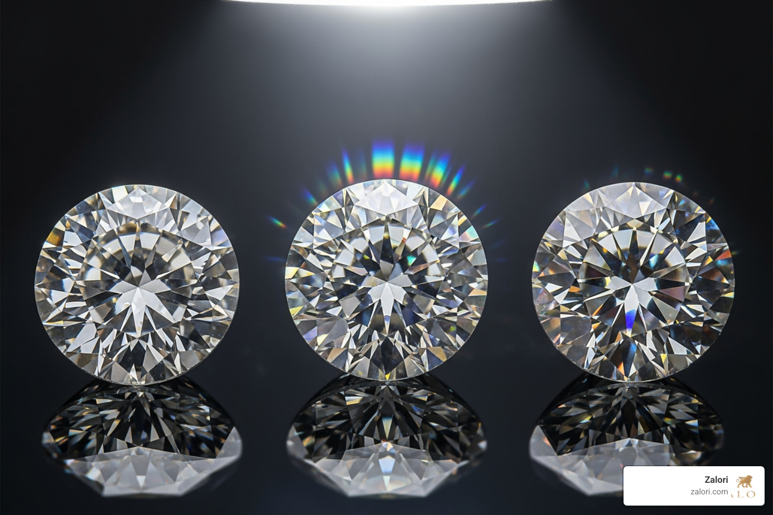 Image showing visual comparison of diamond and alternative stones - Genuine diamond studs Image showing visual comparison of diamond and alternative stones - Genuine diamond studs