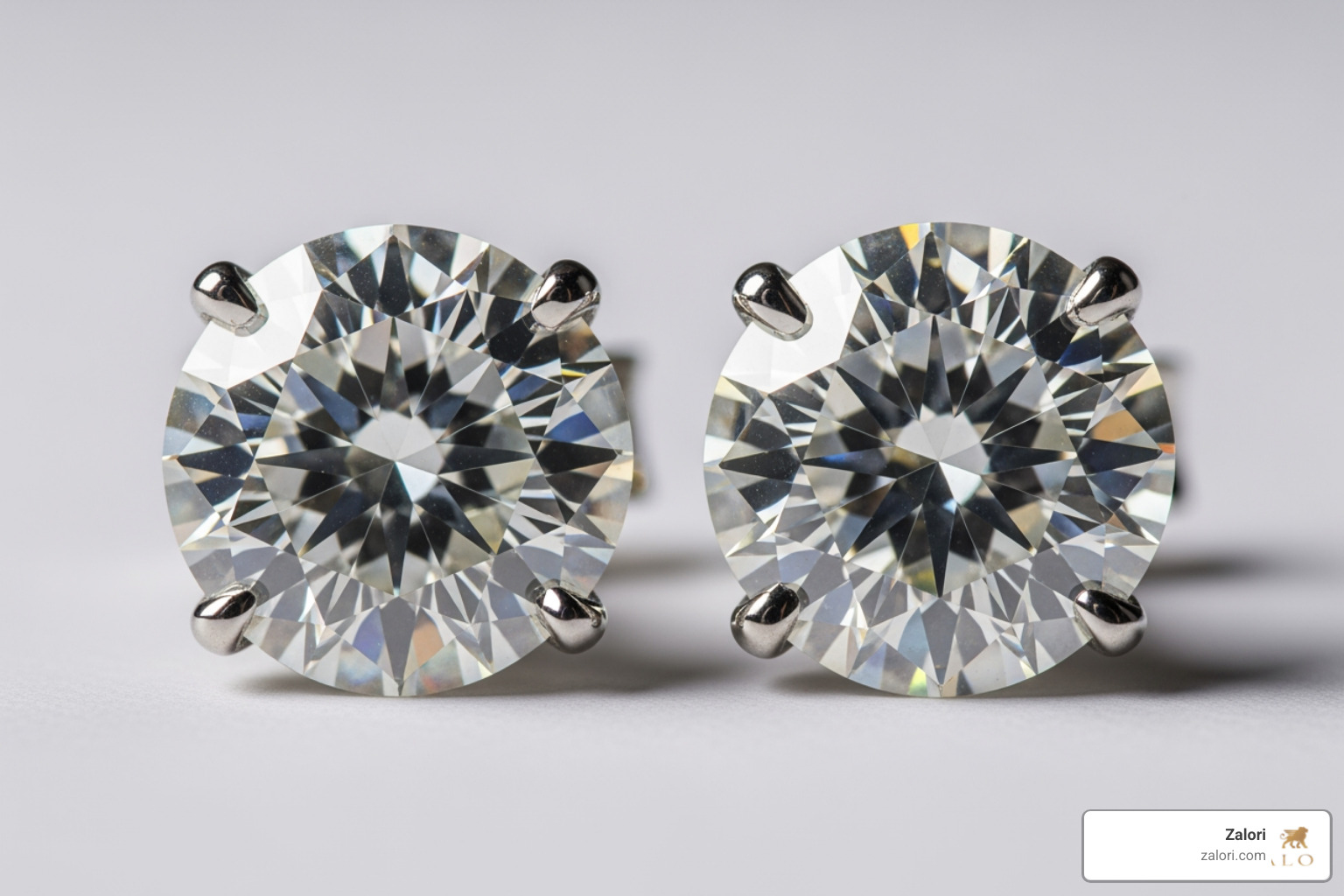 Image comparing a real diamond and a lab-grown diamond side-by-side - Genuine diamond studs Image comparing a real diamond and a lab-grown diamond side-by-side - Genuine diamond studs