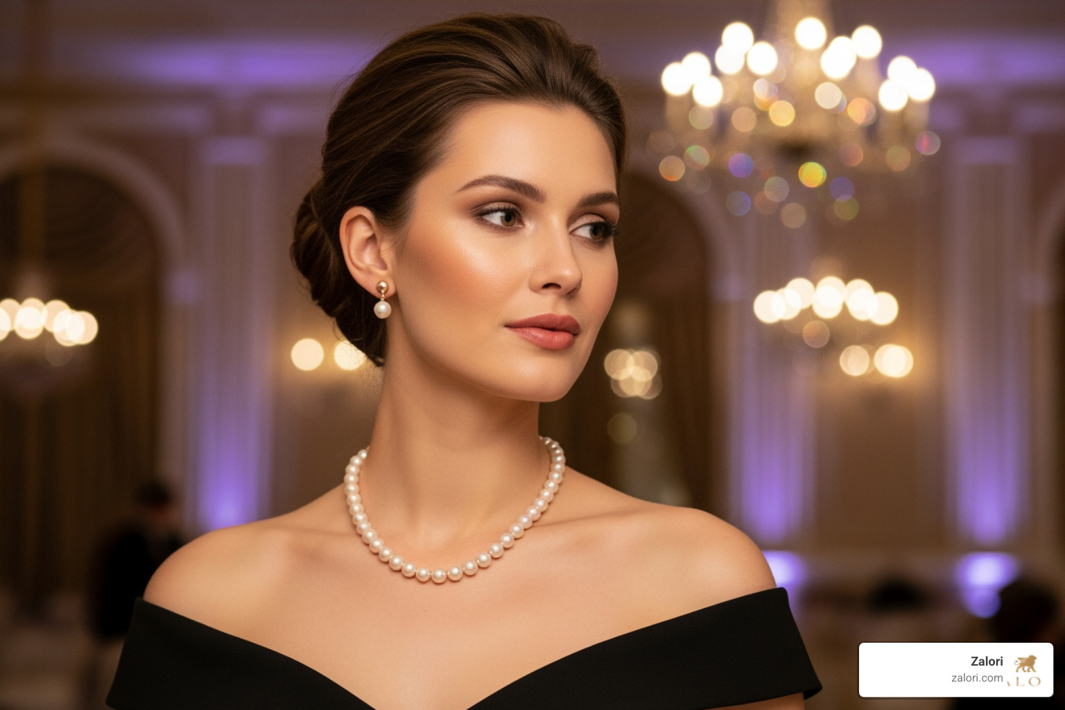 woman wearing a rose gold pearl set for a formal occasion - Rose gold pearls woman wearing a rose gold pearl set for a formal occasion - Rose gold pearls