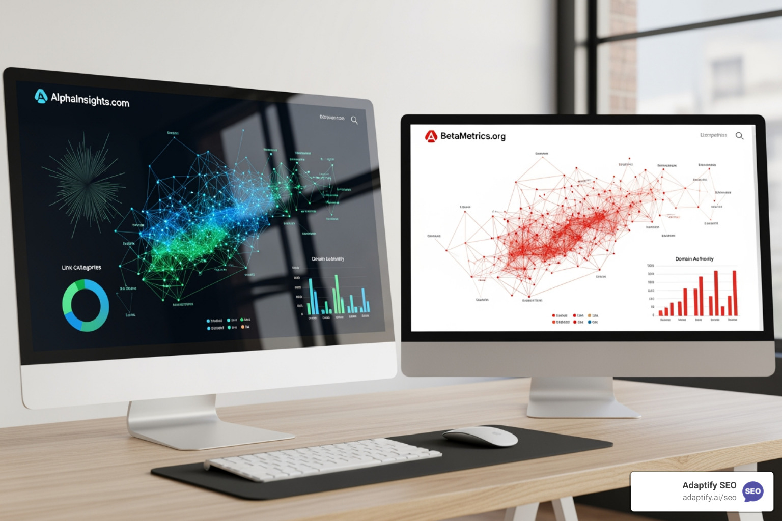 Side-by-side comparison of two websites' backlink profiles, highlighting opportunities for competitive advantage and areas for improvement. - SEO backlink checker