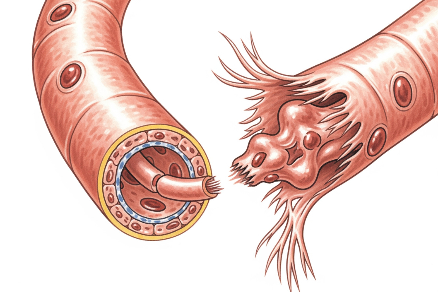 illustrating the difference between a healthy nerve and a damaged or compressed nerve - nerve pain in leg illustrating the difference between a healthy nerve and a damaged or compressed nerve - nerve pain in leg