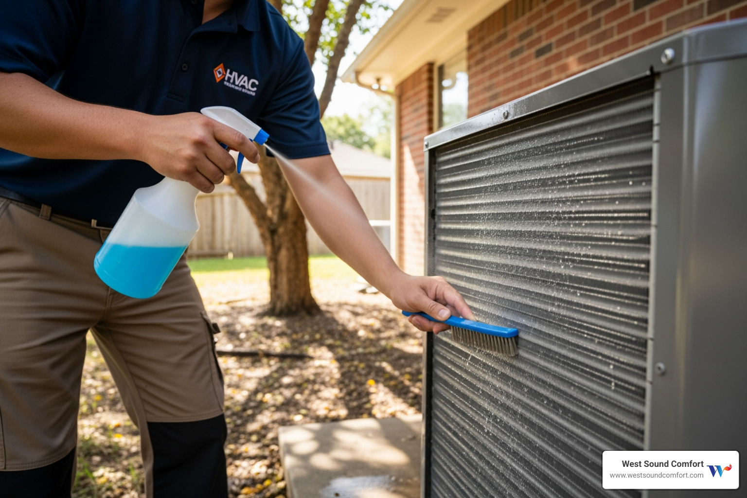 technician cleaning a heat pump coil - certified heat pump technician in artondale, wa technician cleaning a heat pump coil - certified heat pump technician in artondale, wa