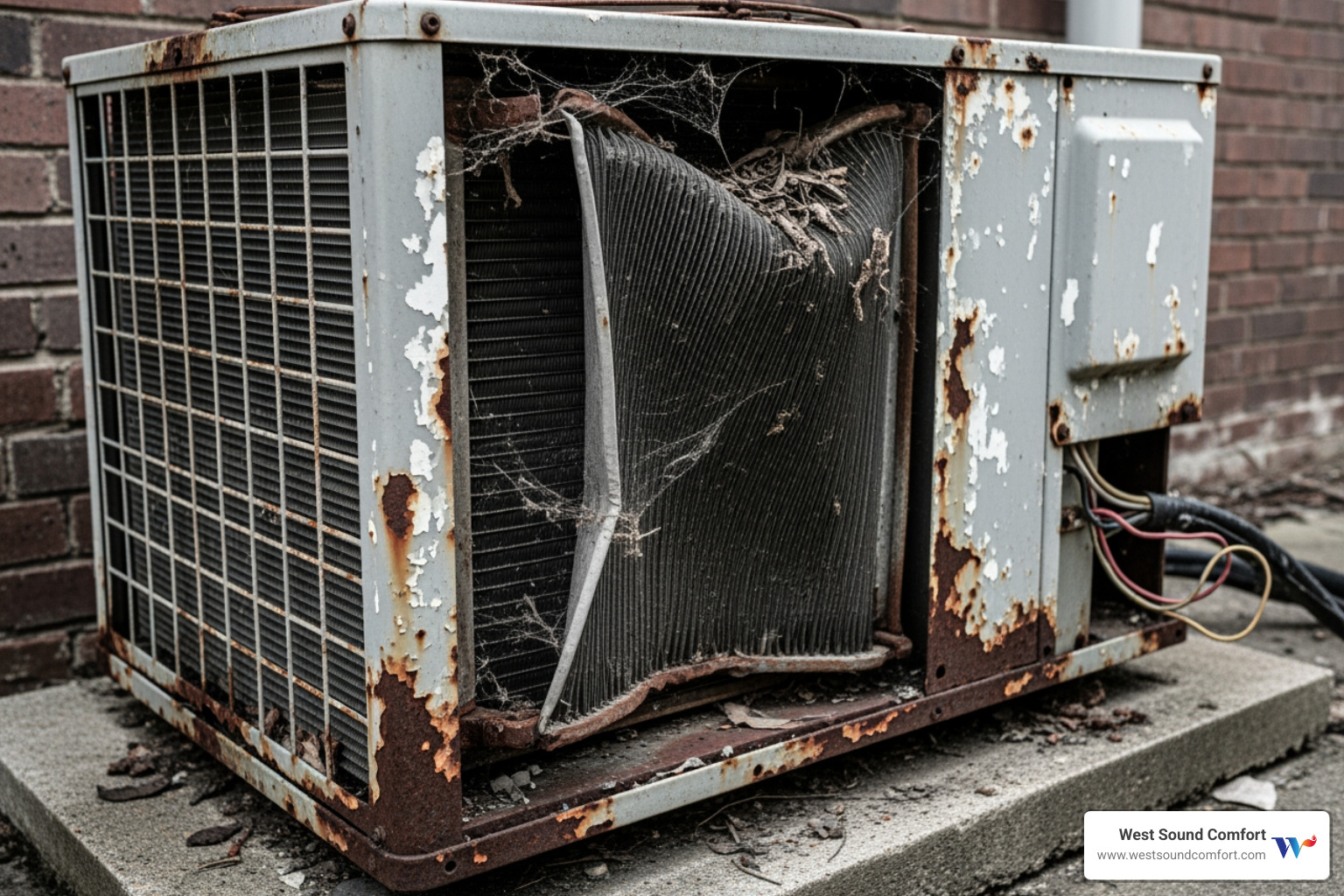older, worn-out HVAC unit - best heat pump company in burley, wa
