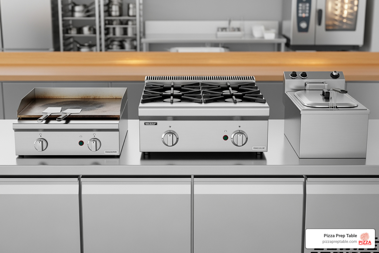 List of countertop equipment on a chef base - 48 inch chef base