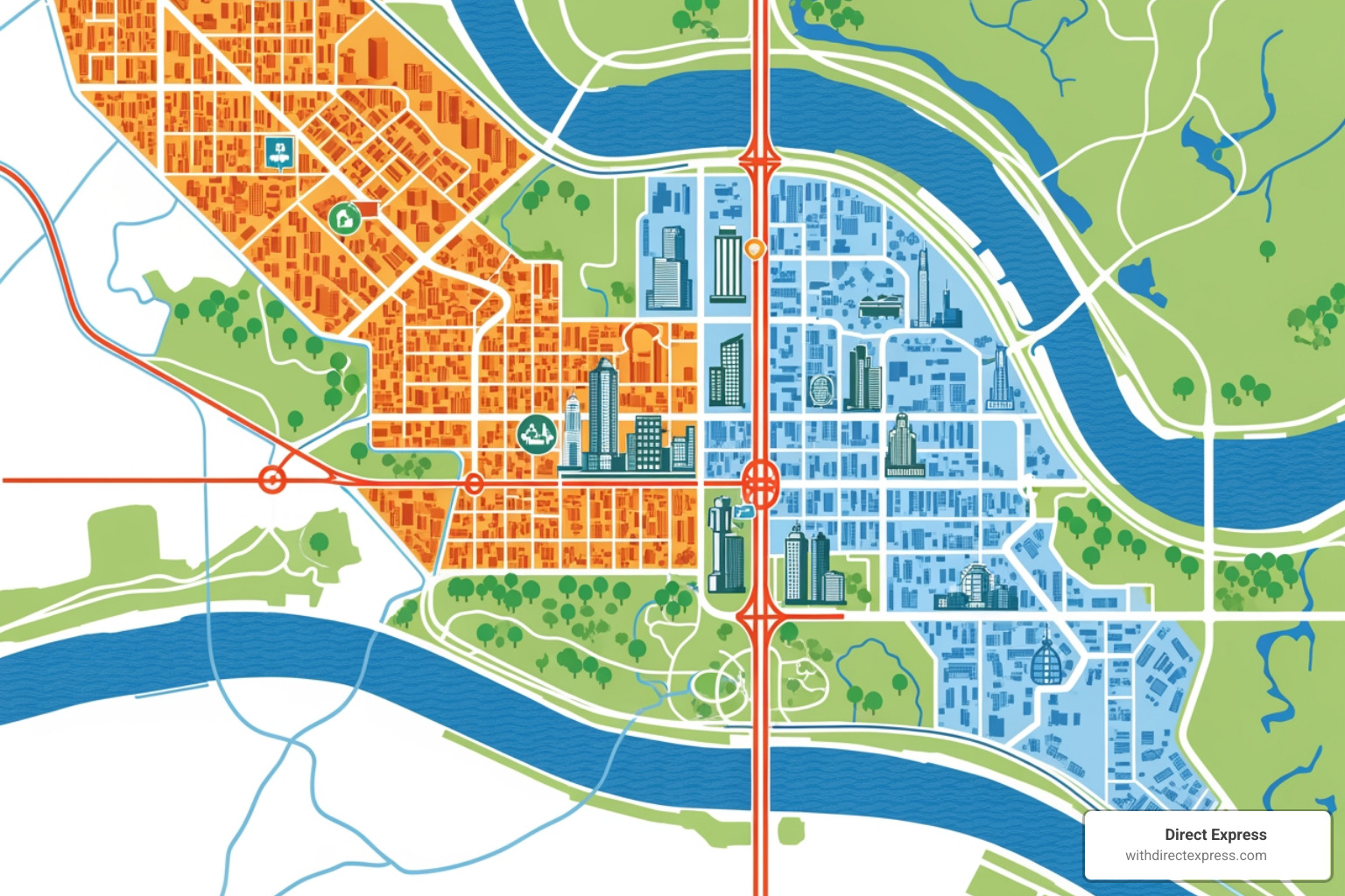 map highlighting the key neighborhoods in Downtown Tampa - condo for sale downtown tampa