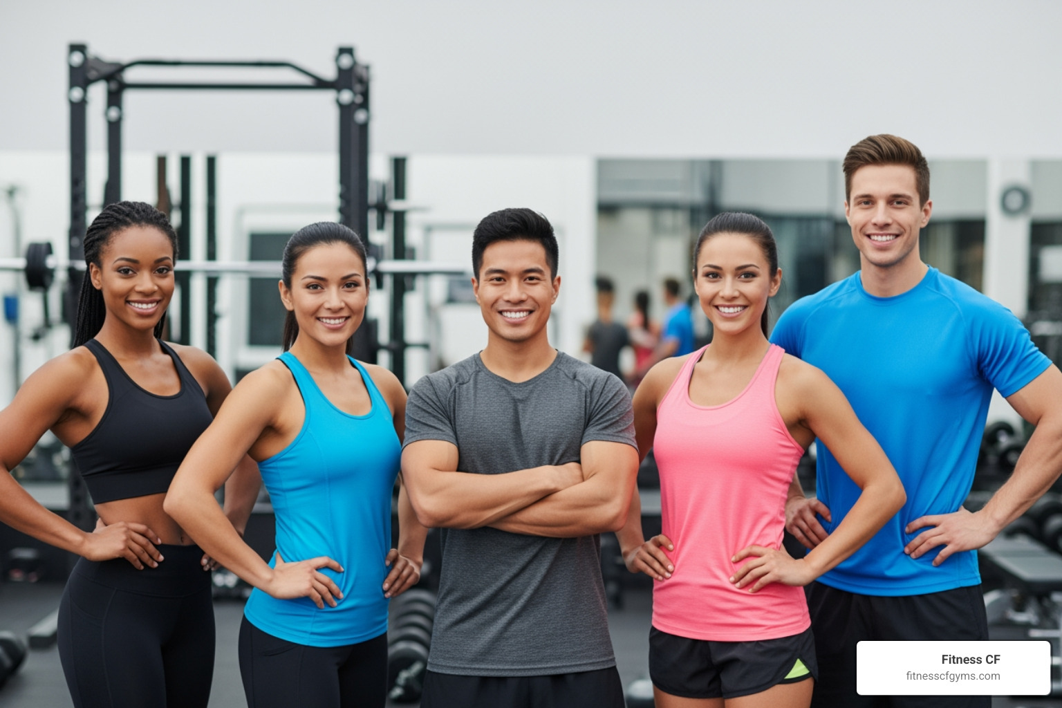 a diverse group of smiling personal trainers - St Cloud personal trainer