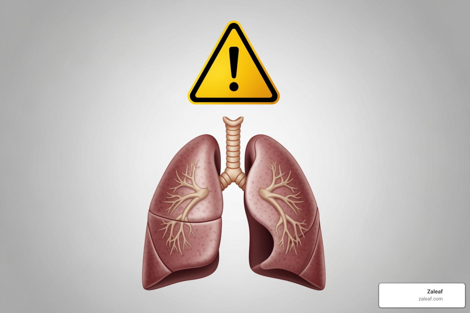 a warning symbol over an illustration of lungs - CBD vape pain