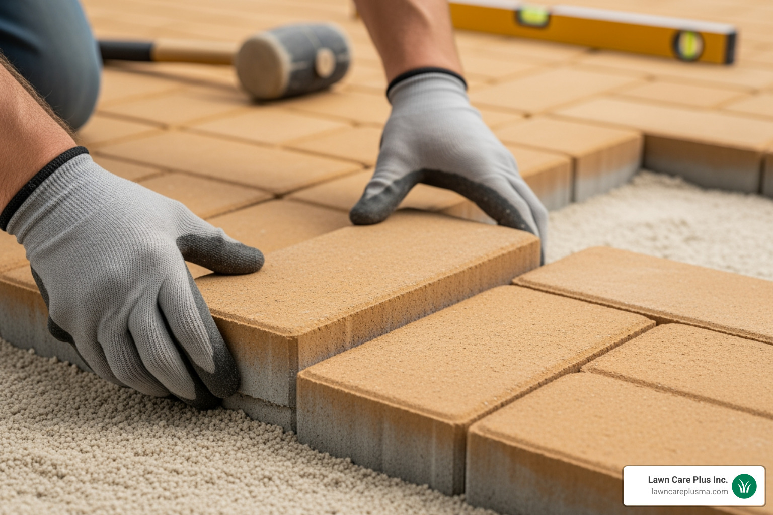 Laying pavers in a running bond pattern - how to install concrete paver patio