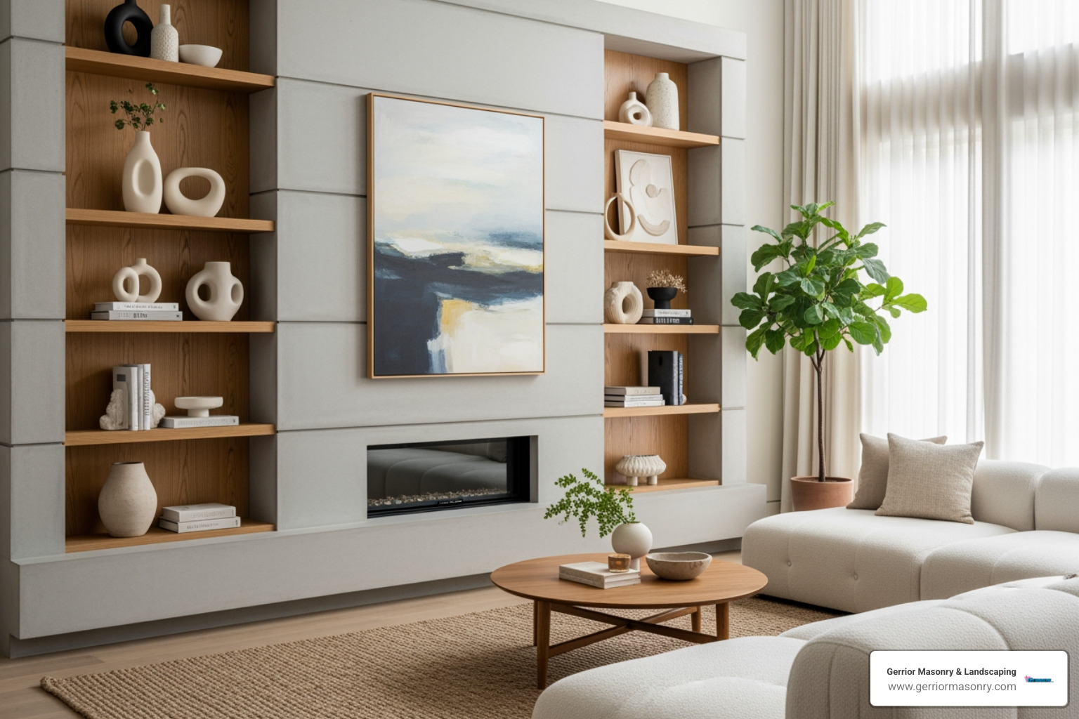 trendy floor-to-ceiling fireplace with integrated shelving - New fireplace surround