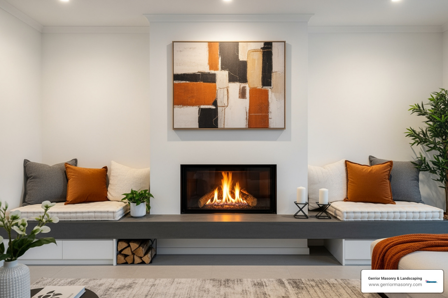 fireplace with unique custom elements like built-in benches - Fireplace surround remodel fireplace with unique custom elements like built-in benches - Fireplace surround remodel