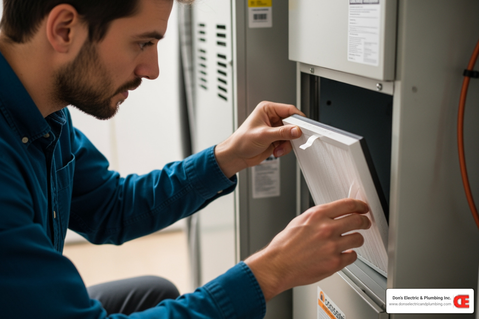homeowner changing a clean air filter - emergency heat pump service palatine