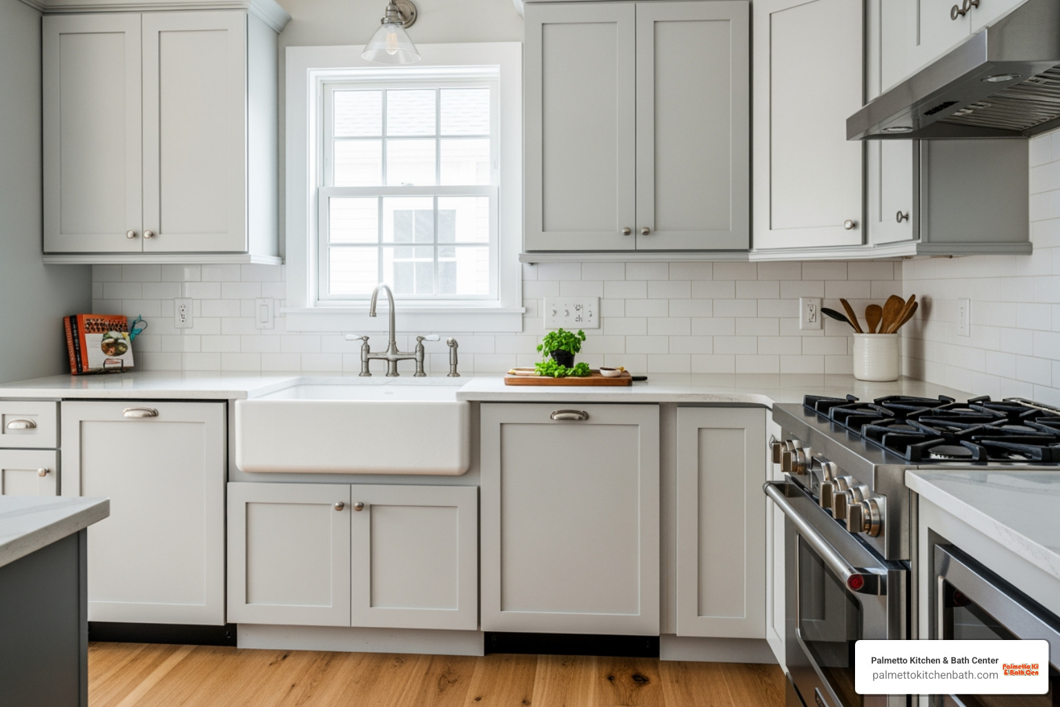 kitchen with updated hardware and fresh paint - Small kitchen renovation