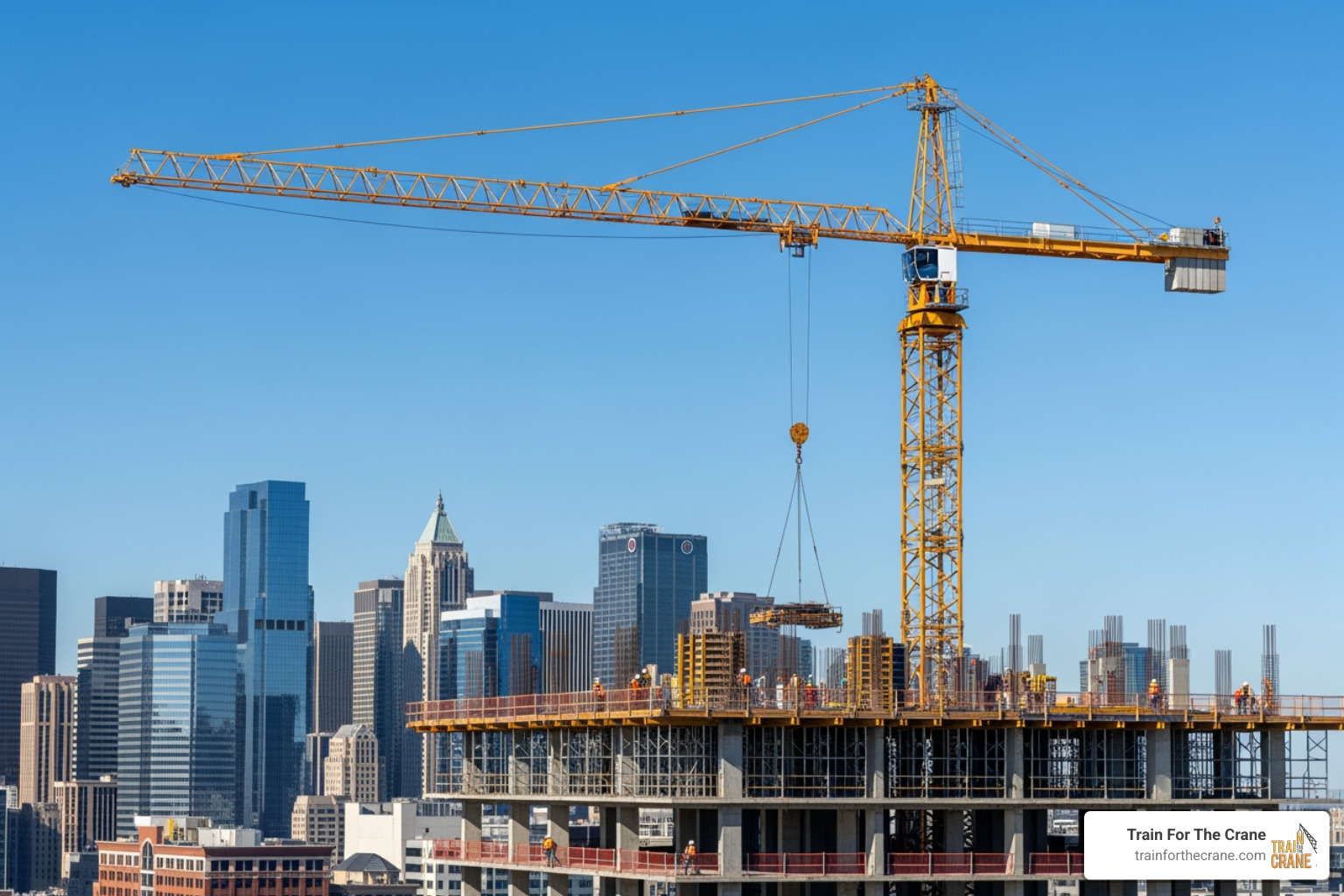 luffing jib tower crane at work - Construction site crane luffing jib tower crane at work - Construction site crane