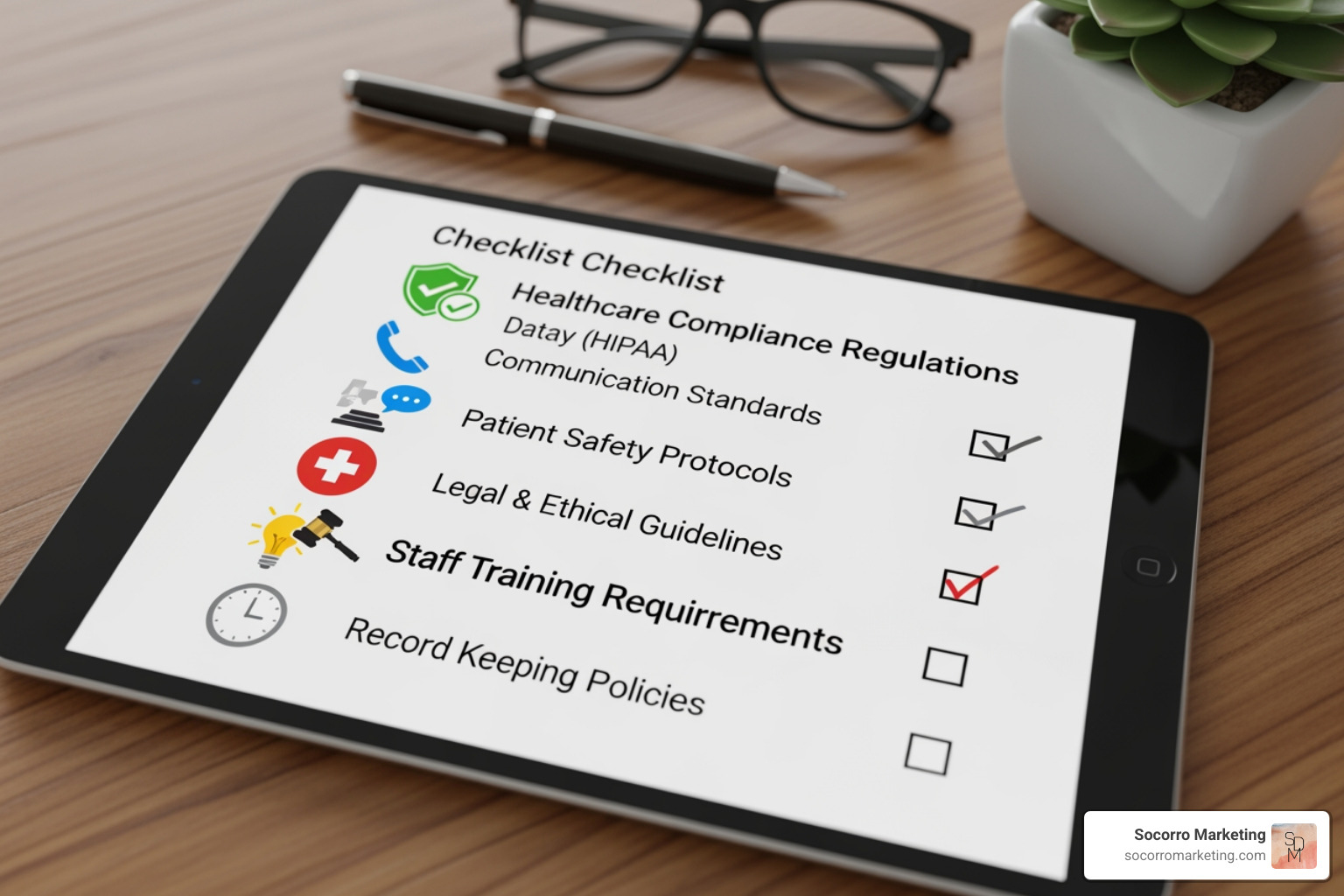 checklist with compliance-related icons (HIPAA, TCPA) - dme lead generation checklist with compliance-related icons (HIPAA, TCPA) - dme lead generation