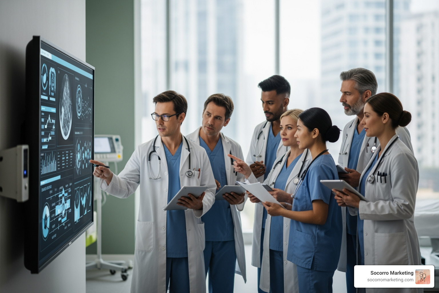 diverse healthcare team collaborating on a project - medical video production