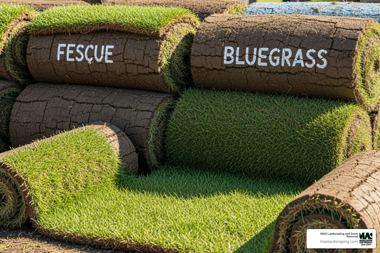 different types of sod rolls, like fescue and bluegrass - installing new grass sod