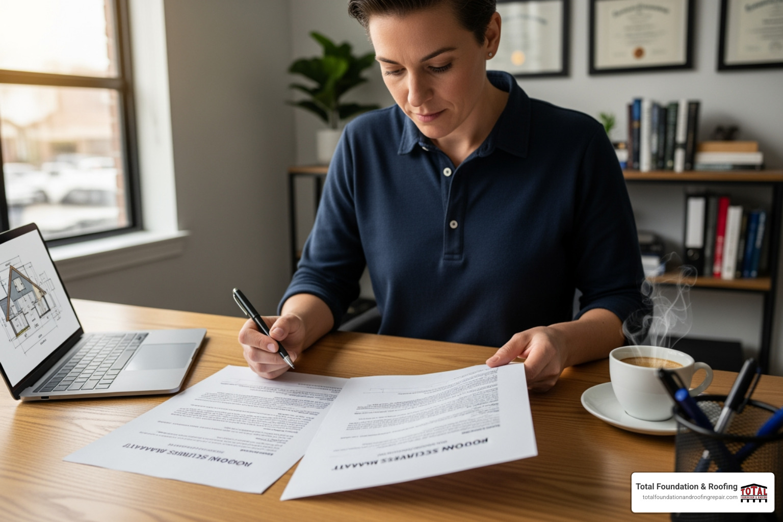 person reviewing roofing contract - hail damage roofing contractors