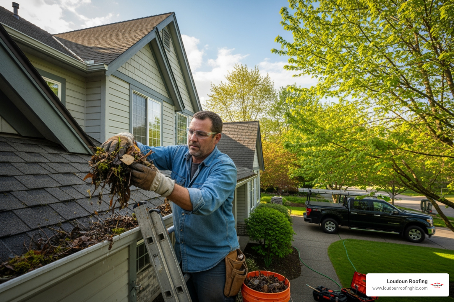 roofer cleaning gutters - licensed roofers in my area
