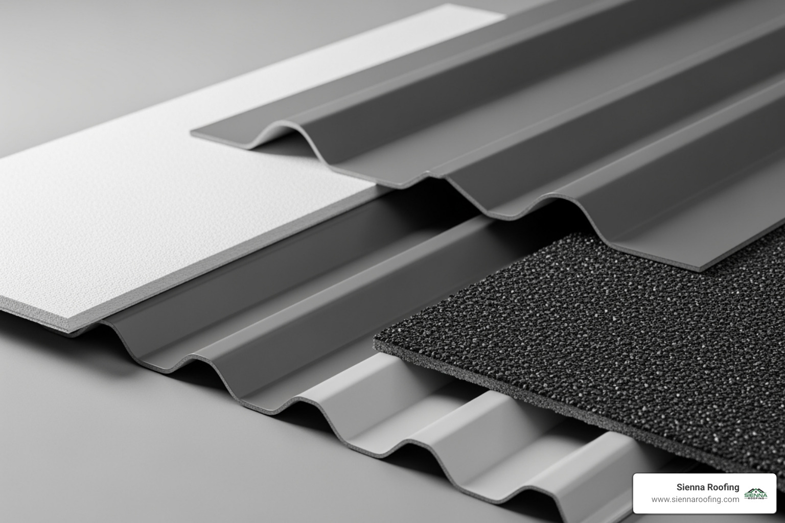 commercial roofing material samples (TPO, Metal, Modified Bitumen) - commercial roofing missouri city