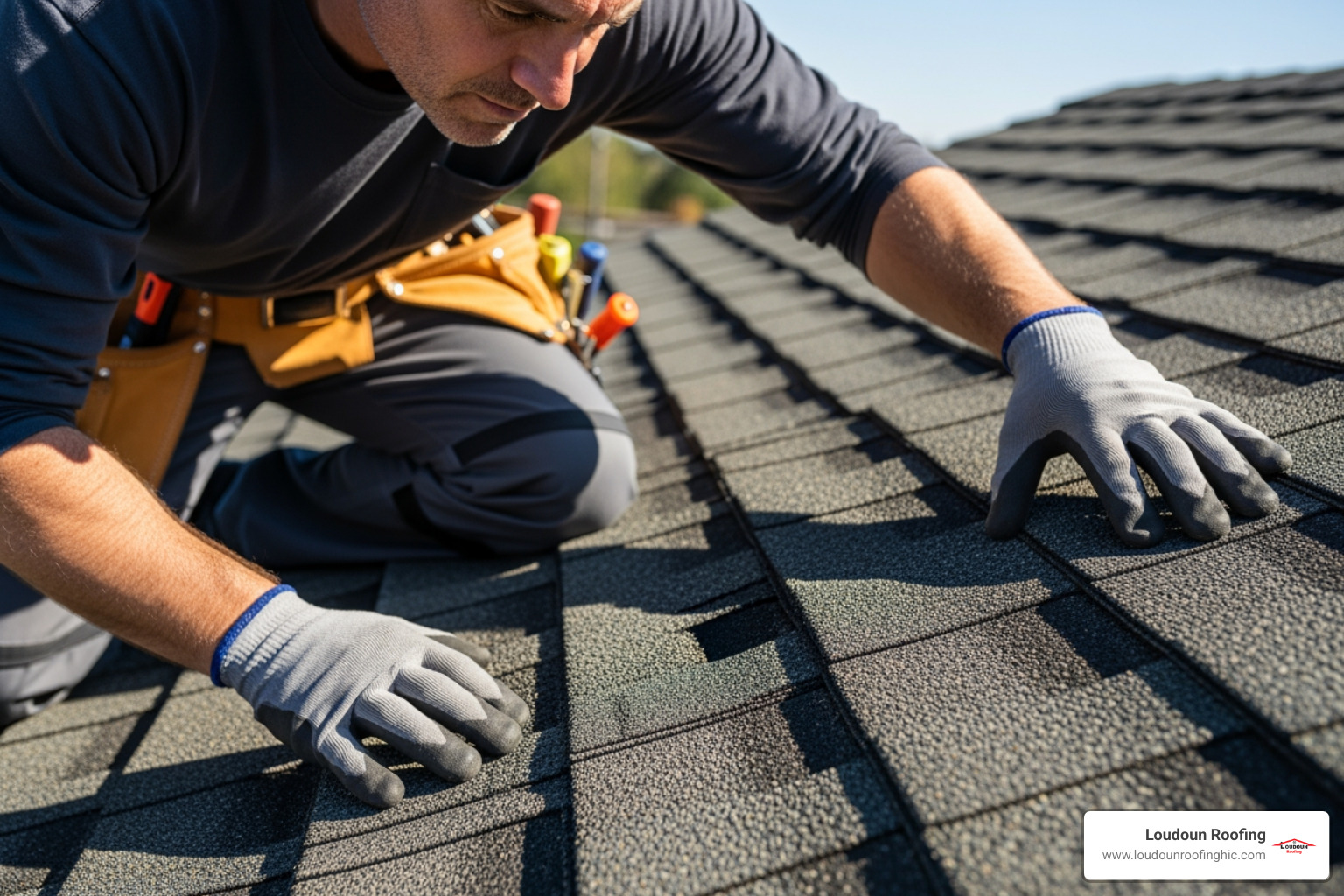 professional roofer inspecting shingles - house roof inspection