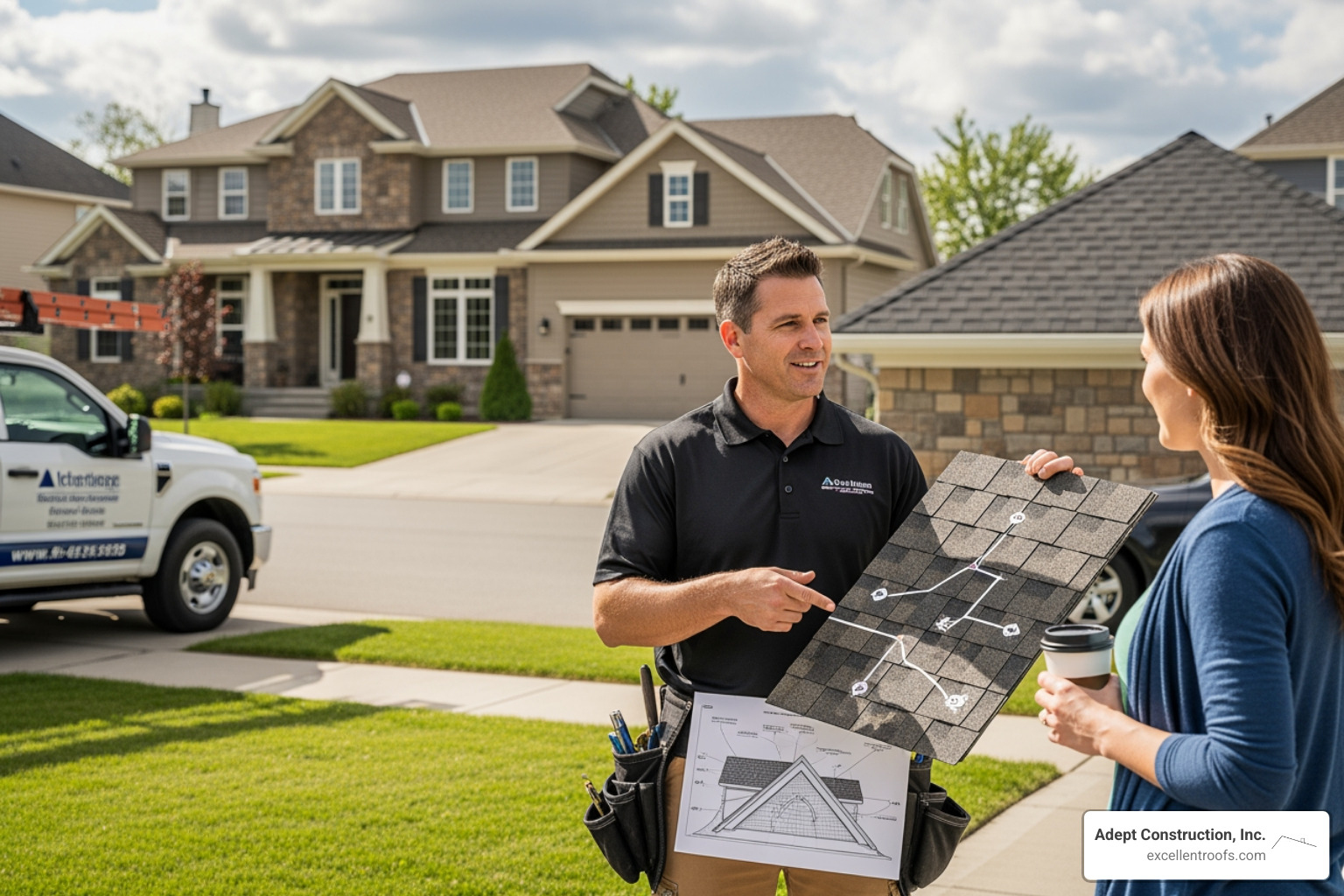 A contractor consulting with a homeowner - roofing replacement naperville il