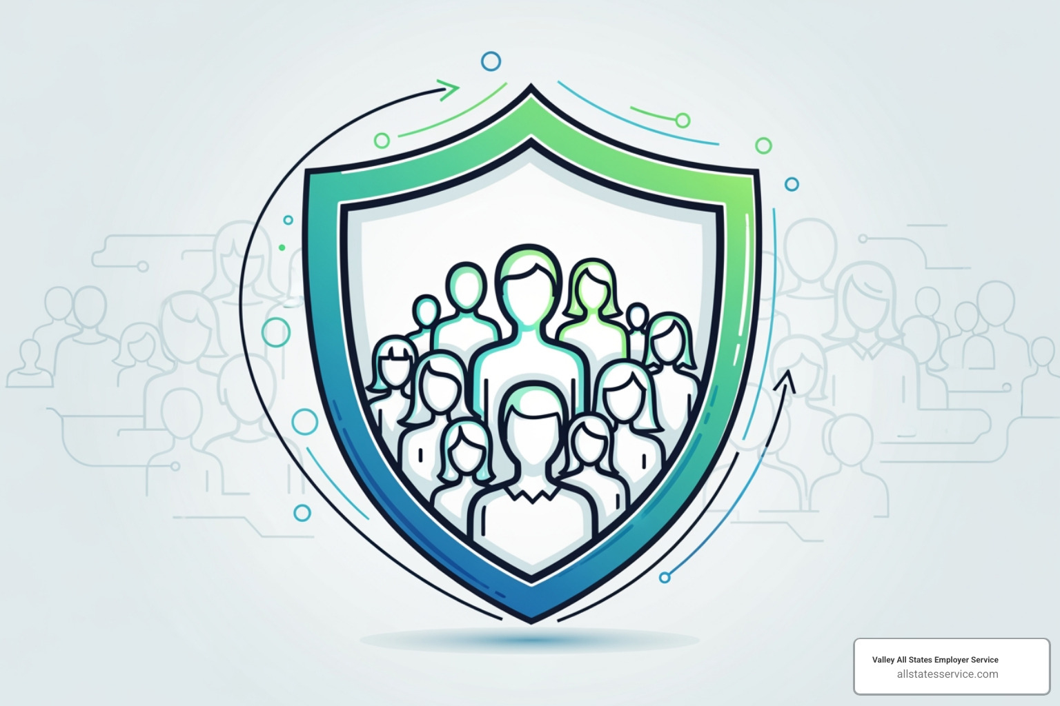 of a shield icon protecting a group of employee icons - company background verification process