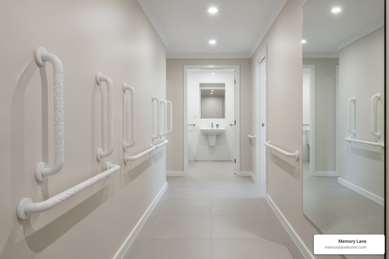 home modified for safety with grab bars and clear pathways - dementia care advice
