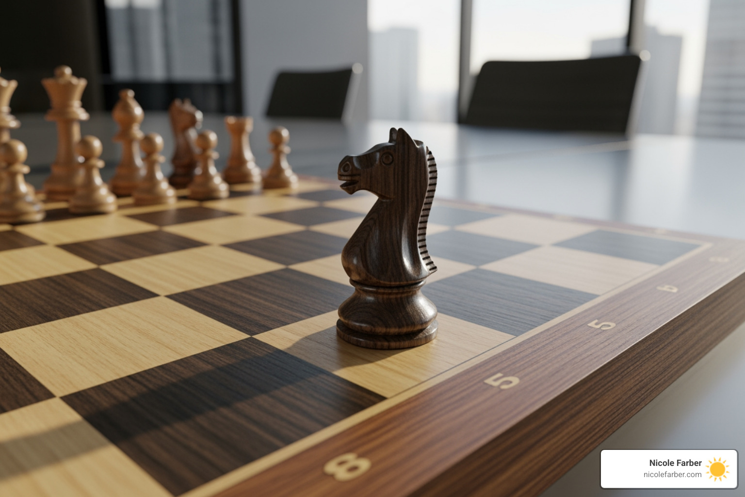 A chessboard with a single piece moved forward, symbolizing a strategic move in a business setting relevant to Luzerne County or Antigua Guatemala. - Business leadership strategies