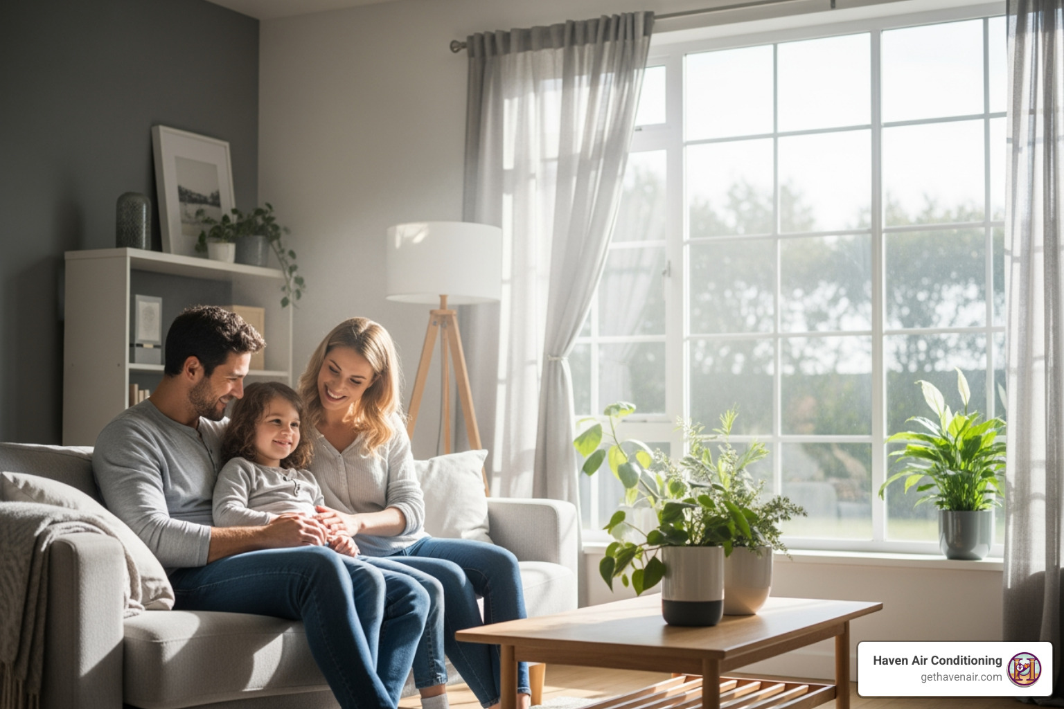 a family breathing easily and happily in a clean, modern home, with bright sunlight and fresh air implied - duct cleaning services a family breathing easily and happily in a clean, modern home, with bright sunlight and fresh air implied - duct cleaning services