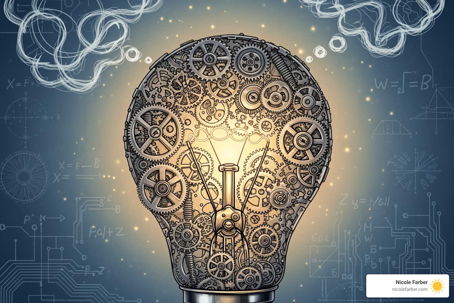 Image of a lightbulb made of interconnected gears symbolizing innovation and thought processes - entrepreneurial mindset development
